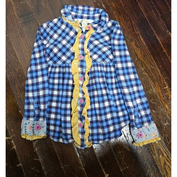 Matilda Jane Make Believe Floating Away Plaid Button Up Shirt size 6 - Picture 6 of 6